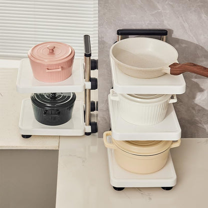 Two-Layer Pot Storage Rack – Space-Saving Design in White – Stainless Steel