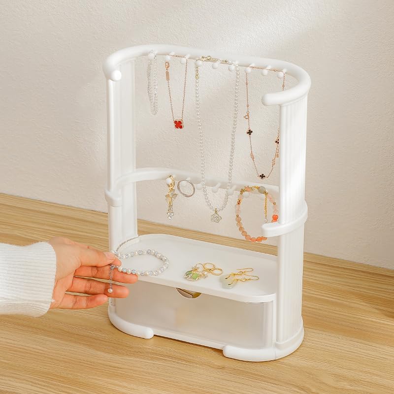 Three Layer Jewelry Storage Rack – Compact Design in White