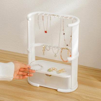 Three Layer Jewelry Storage Rack – Compact Design in White