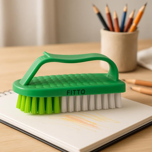 Clothes Cleaning Brush – Durable Reusable Laundry Brush with Comfortable Plastic Handle, Medium Size, Green Color for Clothes, Shoes, and Household Cleaning