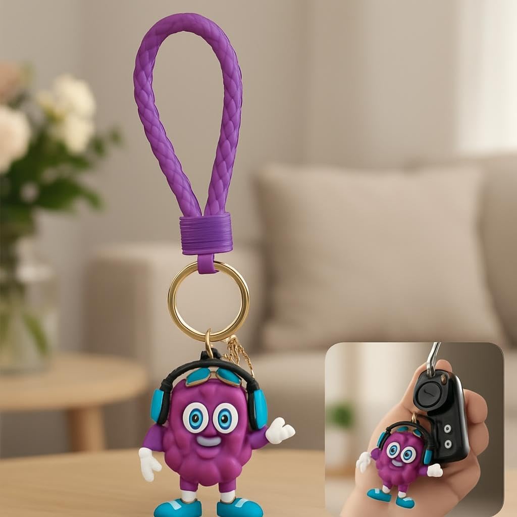 120 Pieces Grape Fruit 3D Doll Car Keychain - Purples