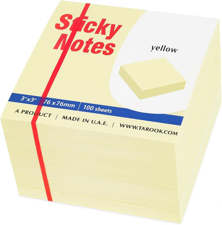 96 Pieces Sticky Notes (12 Pack – 3x3 Inches – Self-Stick Notes in Assorted Colors – Repositionable Sticky Notes for Office – Home – School – and Classroom – 12 Pads of 100 Sheets Each)