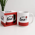 96 Pieces White and Red Ceramic Mugs with My Love Print (Coffee Tea Cup – Romantic Gift for Couples)