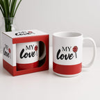 96 Pieces White and Red Ceramic Mugs with My Love Print (Coffee Tea Cup – Romantic Gift for Couples)