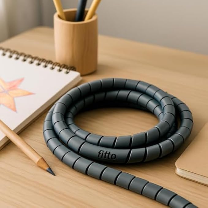 Spiral Cable Wrap Wire Sheath - Grey, Flexible Spiral Cable Sleeve for Cable Management, Cord Organizer, Wire Protector for Home Office Car