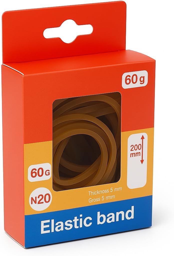 120 Pieces 60g Elastic Rubber Bands (200mm Yellow for Office – School & Crafts)