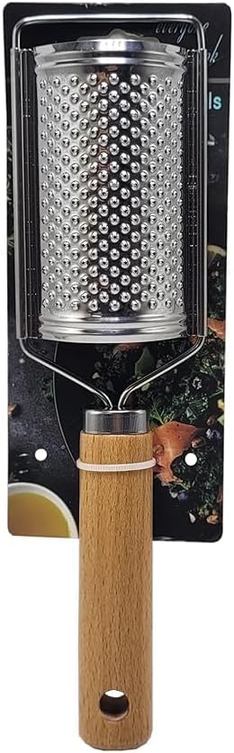 Portable Wooden Handle Cheese Grater - Multi-Purpose Grater for Ginger, Potato, Cheese, Butter, Chocolate, Silver Colour, Perfect for Home Kitchen Use, 1 Piece