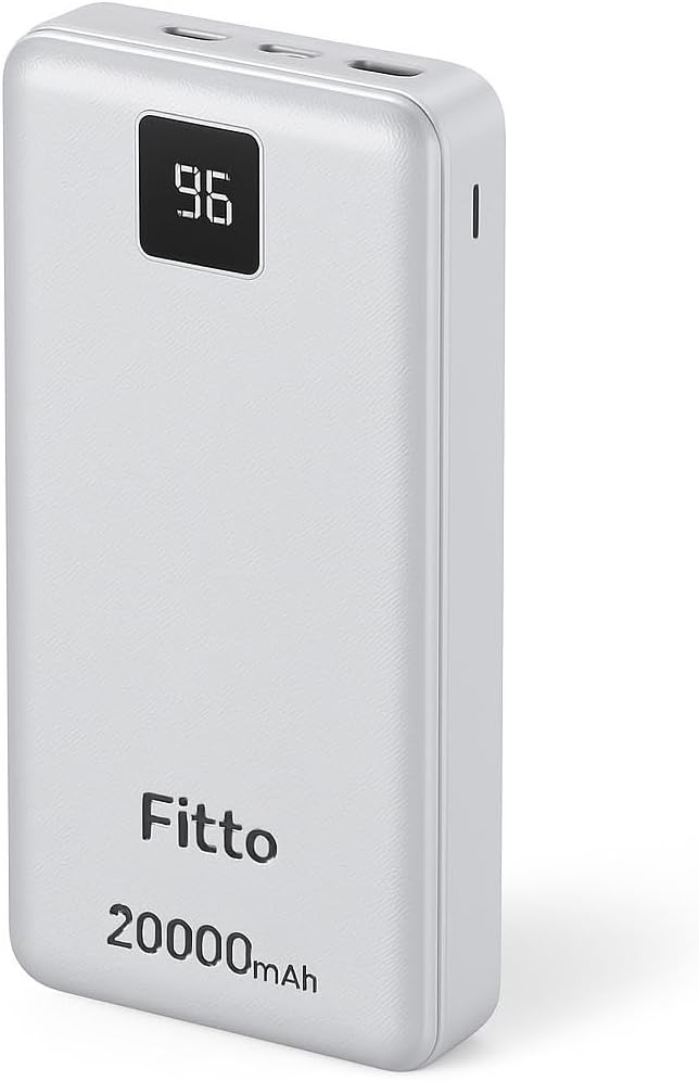 20000mAh Power Bank with Type C & Micro USB Inputs, Dual USB Outputs, Silver