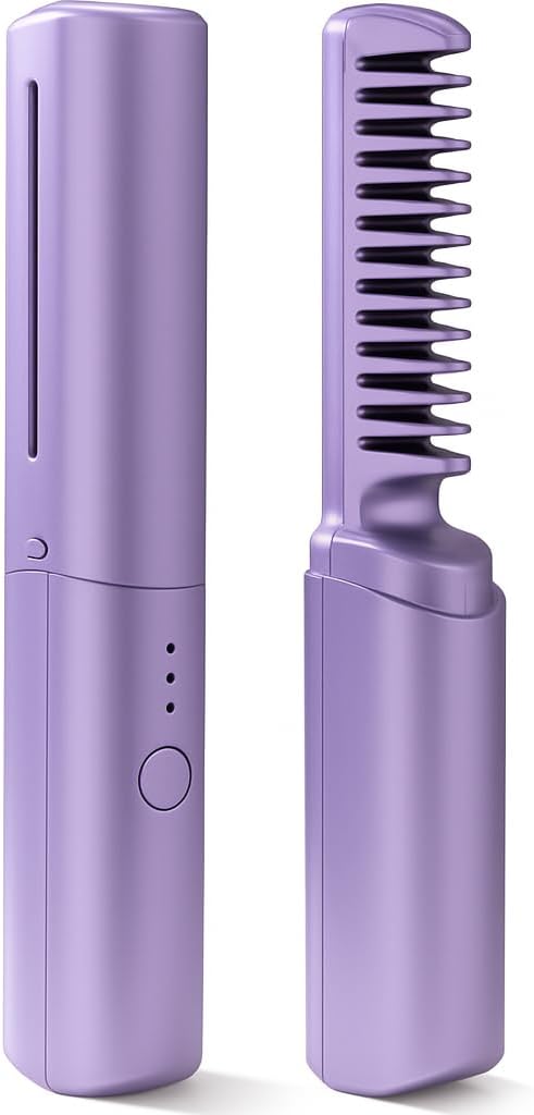 96 Pieces Mini Hair Straightener Brushes (Portable Cordless Rechargeable with Negative Ions – 3 Temperature Settings – Perfect for All Hair Types – Quick Styling On-the-Go)