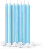 240 Pieces 6Pcs Long Thin Blue Birthday Cake Candles with Stand (Party Cake Candles – Blue Candle Holder – Cake Decorations for Birthday Party – 13cm)