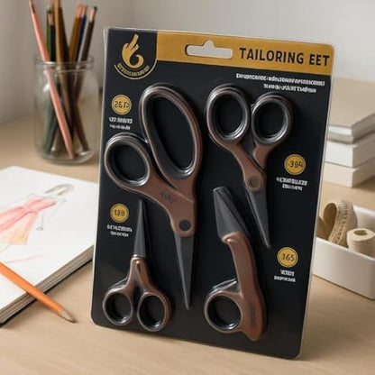 Tailoring Scissors Set - Pack of 4 Stainless Steel Sewing Scissors Fabric Shears for Dressmaking Craft Thread Snips Ergonomic Handles