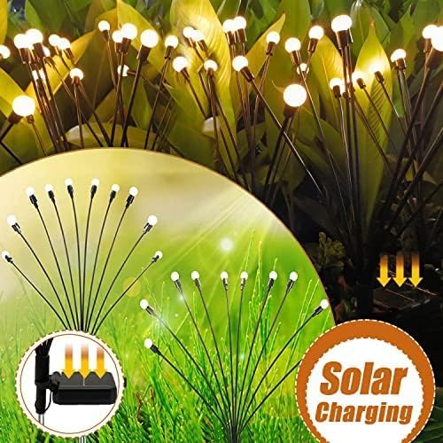60 Pieces Solar Firefly Lights Outdoor Waterproofs (Pack of 2 – 10 LED Solar String Lights – Decorative Garden Lights – Energy Efficient – Weather Resistant – Perfect for Patio – Lawn – and Holiday Décor)