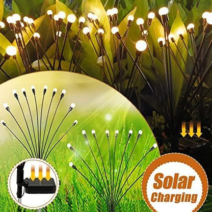 Solar Firefly Lights Outdoor Waterproof – Pack of 2, 10 LED Solar String Lights, Decorative Garden Lights, Energy Efficient, Weather Resistant, Perfect for Patio, Lawn, and Holiday Décor
