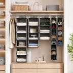96 Pieces Hanging Closet Organizers (Multi Compartment Wardrobe Storage Shelf for Clothes – Bags – Hats and Accessories – Grey)