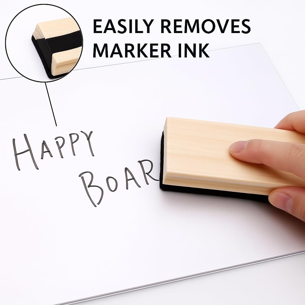 Wooden Board Eraser 130mm x 45mm x 35mm for Whiteboards and Chalkboards