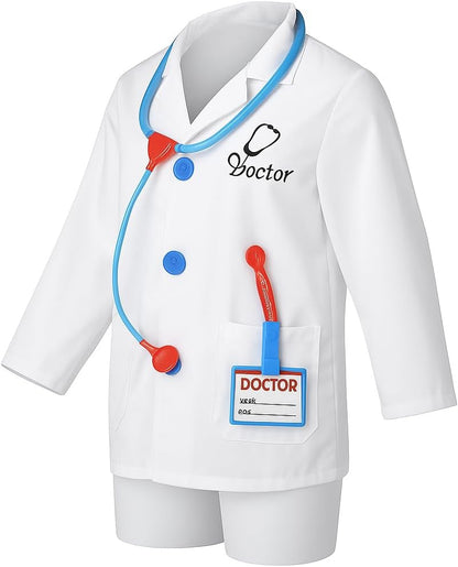 Doctor Costume for Kids, White Uniform, One Size