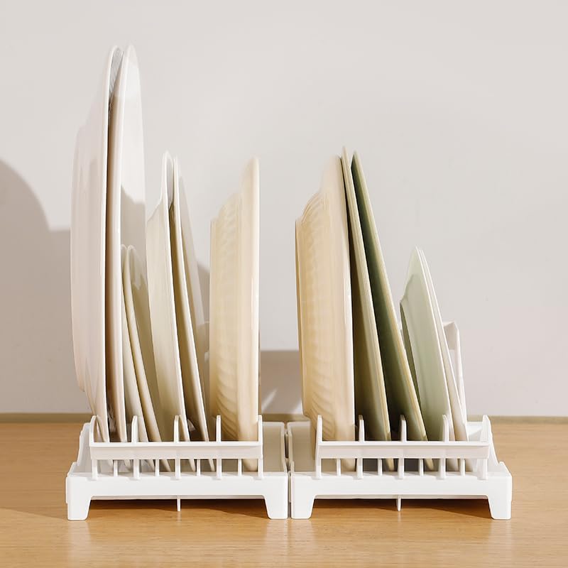 144 Pieces Space-Saving Plate Storage Racks With 4 Partition (Compact White Design)
