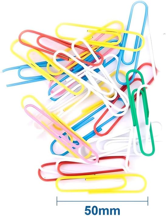 144 Pieces 25 Pieces Paper Clips (50mm Plastic Coated Assorted Colors for Office Use)