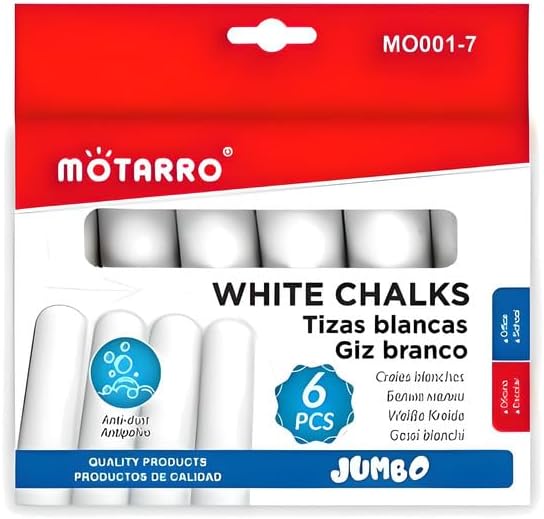 120 Pieces White Chalk Sticks 6 Packs (2.5cm x 10cm – Non-Toxic – Dustless for Classroom – Office – Art – Blackboard Use)