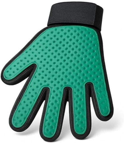 Pet Grooming Massage Gloves Green 22x17cm - Deshedding & Hair Removal Glove for Dogs Cats, Silicone Grooming Mitt, Washable
