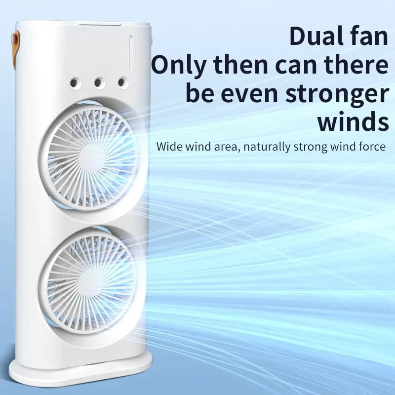 60 Pieces Portable Air Coolers with Humidifying Fan - Mini AC Unit (3 Speeds – 7 LED Lights – USB Powered – Compact & Quiet for Office – Bedroom – Dorm – Outdoor Use - Evaporative Air Cooler for Personal Cooling)