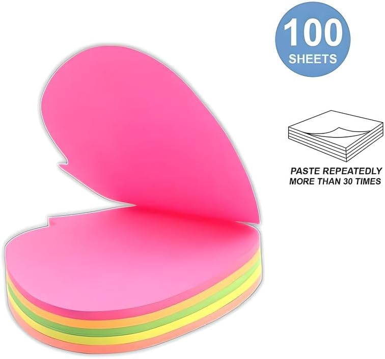 240 Pieces Sticky Notes 100 Sheets (76mm x 76mm Multi Color Strawberry Shape for Office and School)