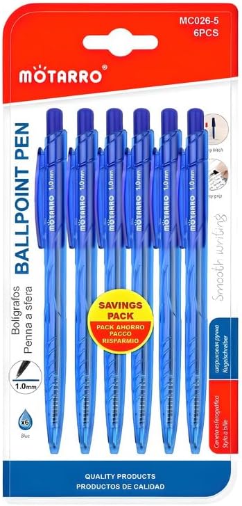 120 Pieces Ball Point Pens 6 Packs (1.0mm Blue – 14.5cm)