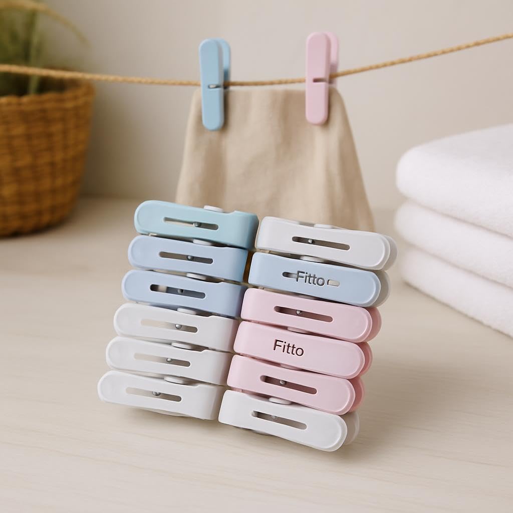 Plastic Cloth Pins, 18 Pieces - Multicolour for Laundry and Crafts