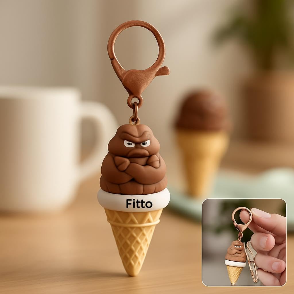96 Pieces Creative Ice Cream Keychain - PVC & Rubbers (Brown)