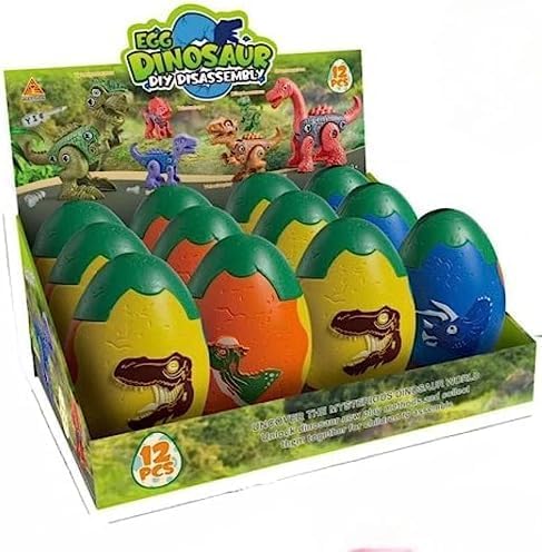 96 Pieces 3 Pieces Dinosaur Surprise Eggs with 3 Take Apart Dinosaur and Screw Drivers