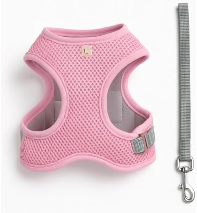 Dog & Cat Harness and Lead Set L 23x20cm Adjustable Soft Breathable No-Pull Reflective Pet Harness Leash for Small Medium Dogs Puppies Cats