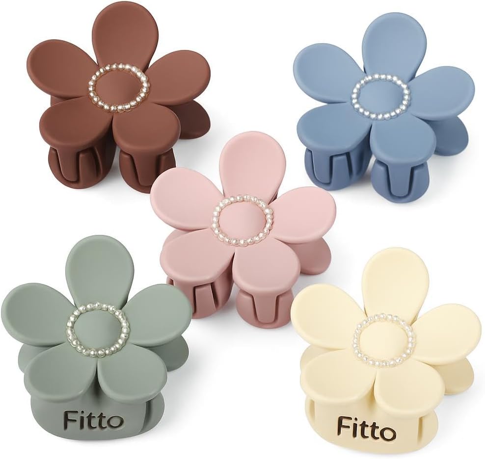 96 Pieces Korean Style Matte Flower Hair Clutcher Clips for Women (Pack of 5 – Assorted Colors)