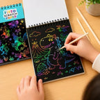 144 Pieces Rainbow Scratch Paper Art Sets (10 Black Scratch Sheets 14 x 20.5 cm with Wooden Stylus – Spiral-Bound Drawing Pad for Doodling – Crafts and Creative Activities)