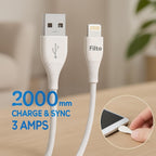 96 Pieces USB to Lightning Charging Cables (3 Amp – 2 Meter Length – White)