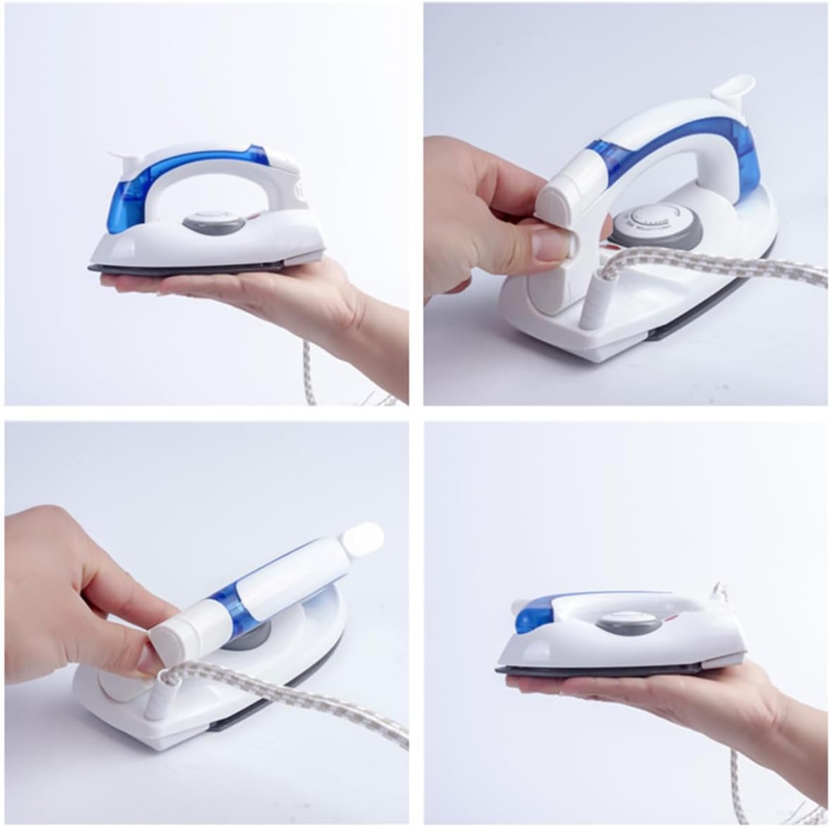 Travel Iron Portable Steam Iron, Mini Handheld, Non-Stick, Adjustable Temperature, Compact Travel Steamer, White