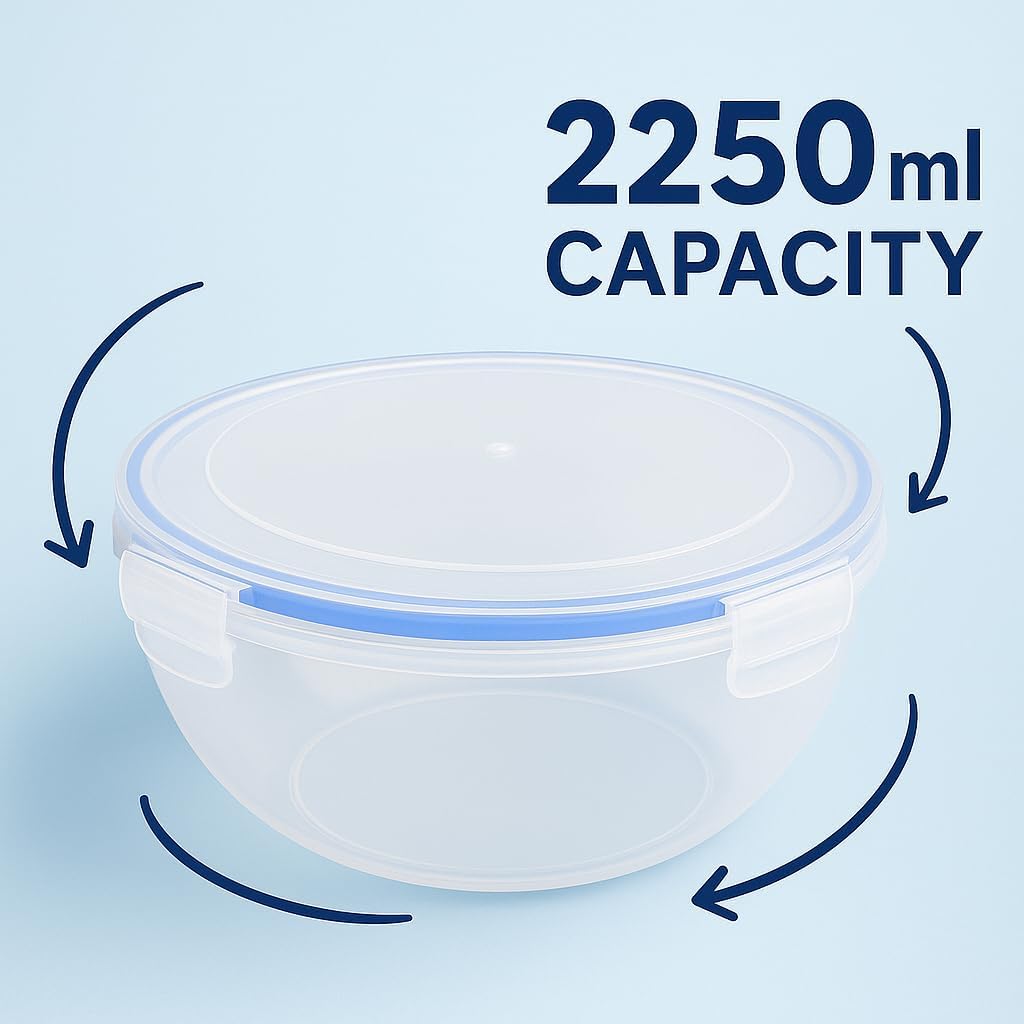 Food Storage Box 2250ml - Airtight, BPA-Free, Leak-Proof Container for Pantry, Kitchen, & Meal Prep - Durable Plastic, Stackable, Microwave & Dishwasher Safe