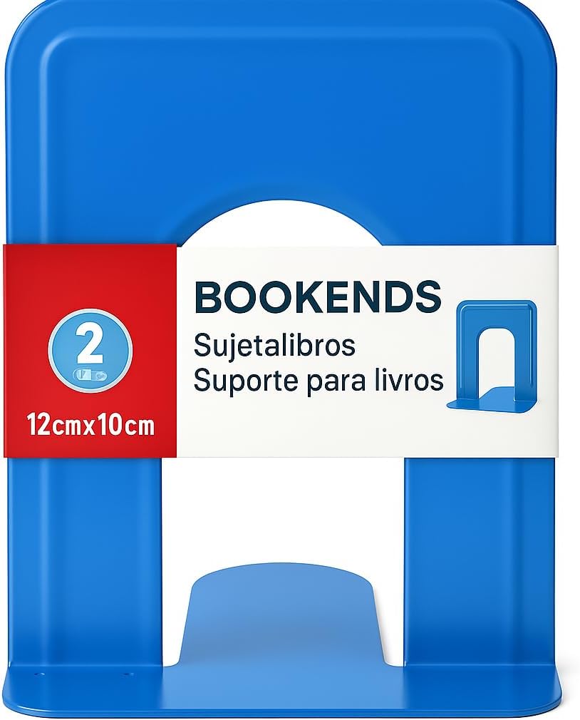 96 Pieces Bookends 2 Piece Sets (19x12.6cm Blue for Home and Office Organization)