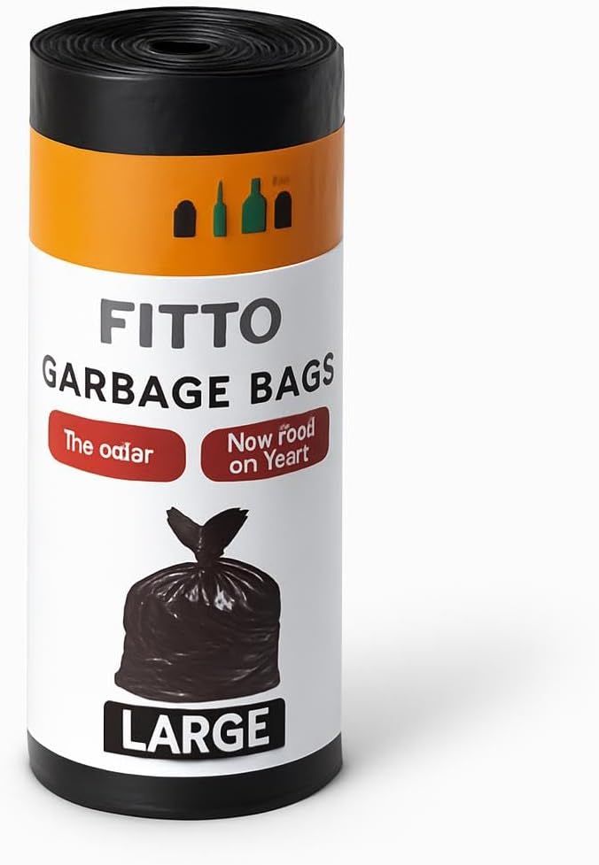 10 Pack 45 Gallon Black Garbage Bags, 70x90cm Heavy Duty Trash Bags
