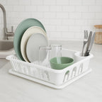 96 Pieces White Dish Drainer - Stainless Steels (Adjustable Rack for Large & Small Dishes – Space-Saving Kitchen Organizer with Draining Tray – Easy to Clean – Ideal for Modern Kitchens)