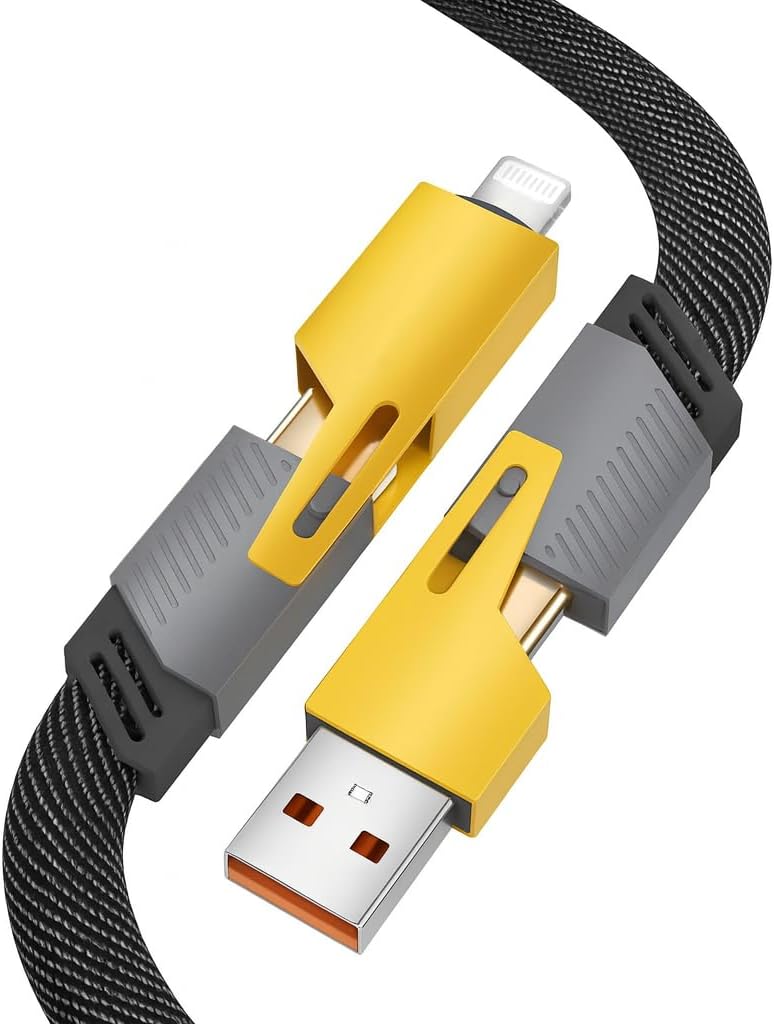 120 Pieces 4 in 1 Data Cables (USB to Lightning – USB to Type C – Type C to Lightning – Type C to Type C – 2m – Orange & Black)
