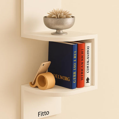 Wall Shelf Corner 2 Tier 19.8X19.8X42.6cm, White for Home and Office