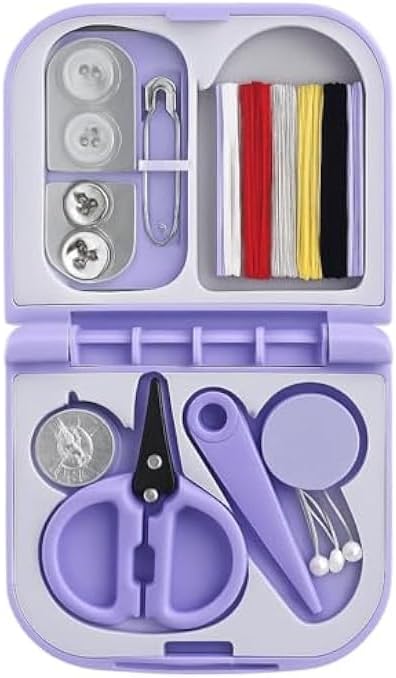 Small Sewing Kit – Portable Travel Mending Repair Kit with Needles, Threads, Scissors, Buttons, Thimble