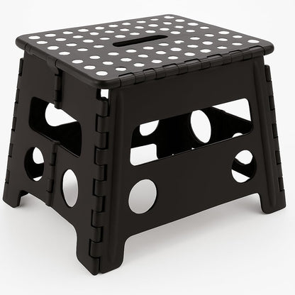 Folding Step Stool for Children & Adults - Lightweight, Multifunctional Plastic Design in Black, Portable and Sturdy for Home, Kitchen, Bathroom, and Outdoor Use
