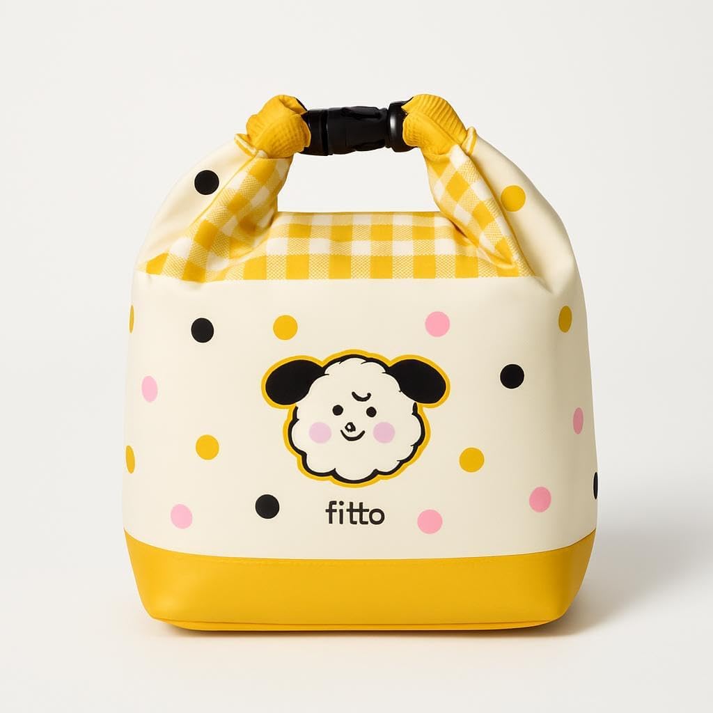 96 Pieces 10L Insulated Waterproof Rice Bags (Curly Fur Dog Design – Yellow Grid – Large Size – Lightweight & Durable)