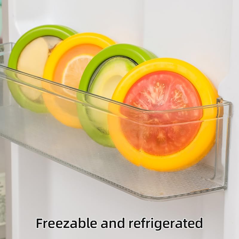 144 Pieces Stretchable Fruit Crispers (Airtight Silicone Seal – Pack of 1 – Yellow/Green)