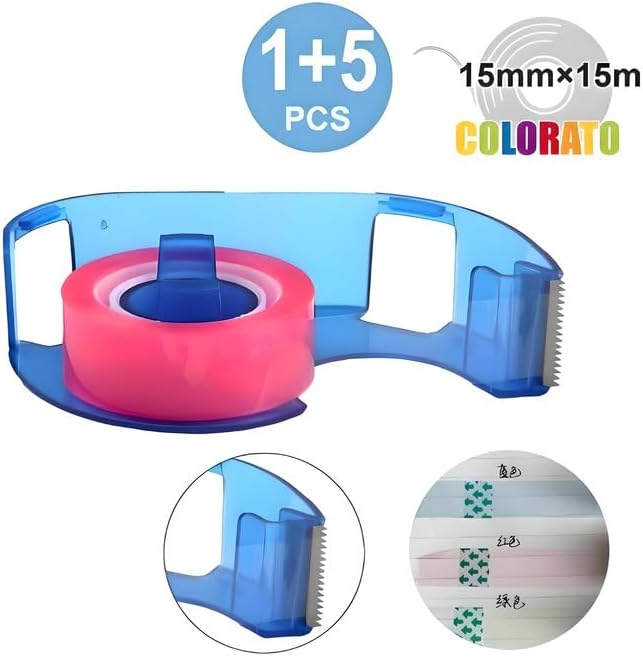 120 Pieces 5 Pieces Transparent Tapes with 1 Tape Dispenser (Assorted Colors)
