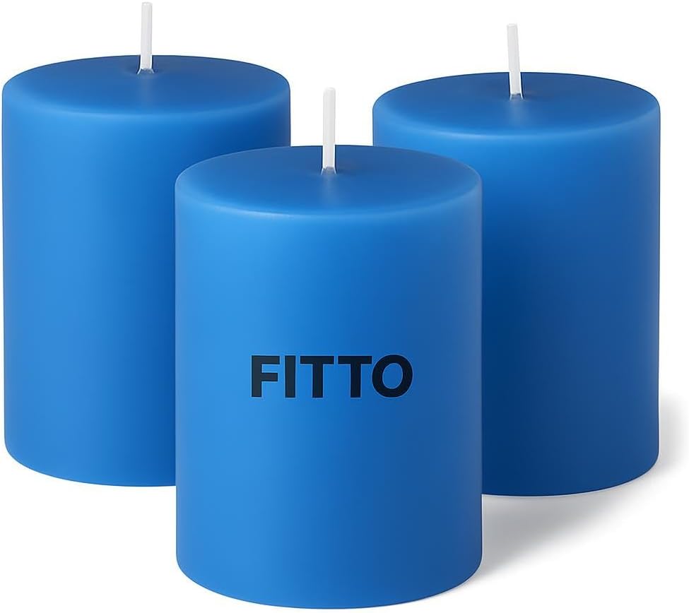 96 Pieces Blues (5x10cm Unscented Pillar Candle – Long Burning – Smokeless White Wax Candle for Home Decor – Events – Weddings – Centerpieces)