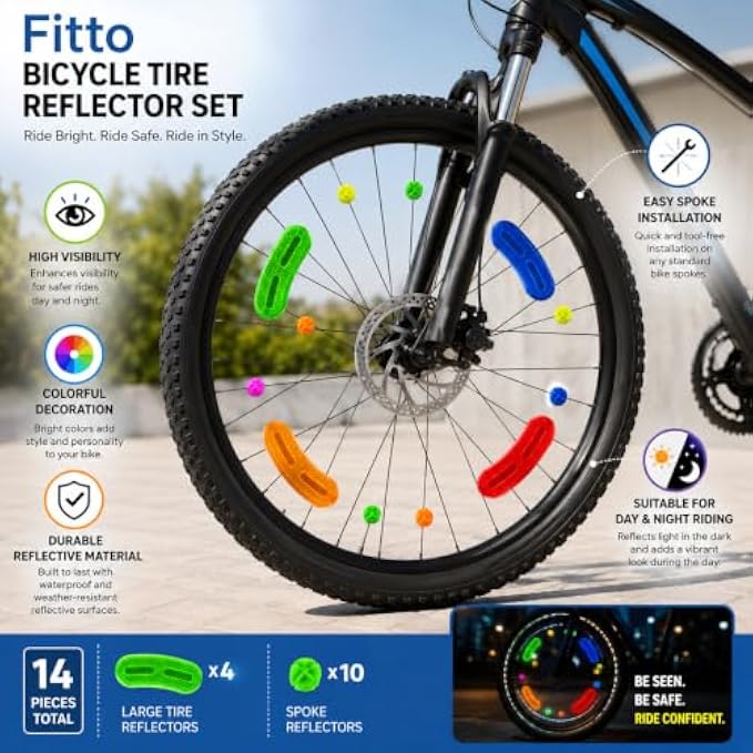 120 Pieces Bicycle Wheel Spoke Reflector Sets (Assorted Colors High-Visibility Clip-On Tire Reflectors for Road – Mountain and Fixed Gear Bikes)