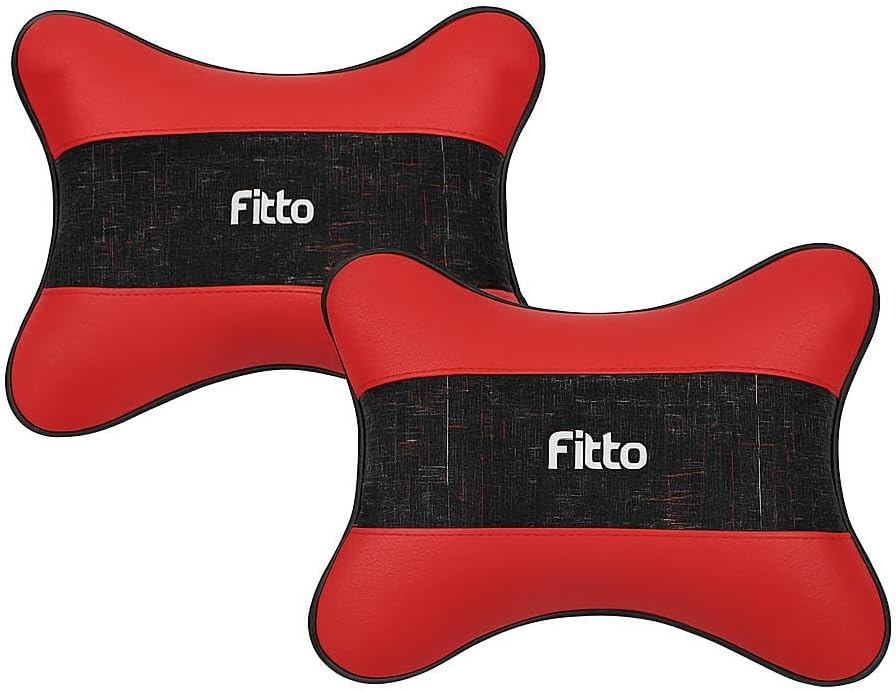 96 Pieces Car Headrest Neck Cushion Pillows with pattern (pack of 2 – Red)
