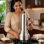 72 Pieces Stainless Steel Traditional Puttu Makers (4 Puttu Capacity Steamer with Heat-Resistant Handle and Mirror Polish Finish – Silver and Black)